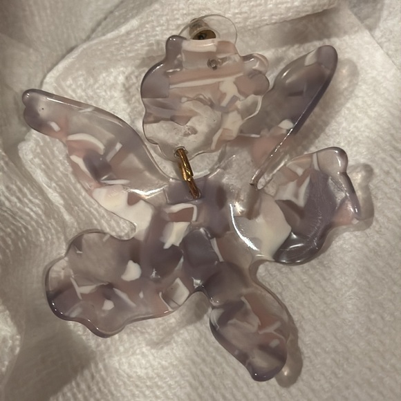 🌷Lele Sadoughi Small Paper Lily Earrings lilac violet white clear - Picture 7 of 7